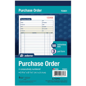 Adams Purchase Order Form, 3-Part, 5-9/16"x8-7/16" (ABFTC5831) View Product Image
