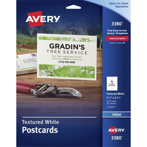 Avery Post Cards,Textured,Card Size 4-1/4"x5-1/2",Matte,120/BX,WE (AVE03380) View Product Image