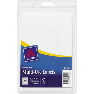 Avery Multipurpose Labels,Removable,1/2"x5/16",1100/PK,White (AVE05412) View Product Image