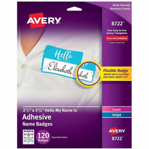 Avery Self-Adhesive Name Tags - Hello My Name Is - 11" Height x 8 1/2" Width - Removable Adhesive - Rectangle - Laser, Inkjet Product Image 