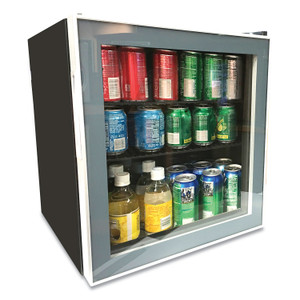 Avanti 1.6 Cu. Ft. Refrigerator/Beverage Cooler, 18.25 x 17.25 x 20, Black/Platinum Trim Glass Door View Product Image