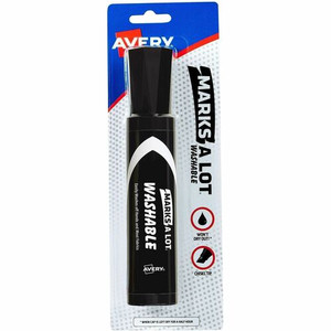Avery Marks A Lot Marks A Lot Jumbo Washable Marker - Chisel Marker Point - Washable - Black Ink - Water Based - Black Barrel Product Image 