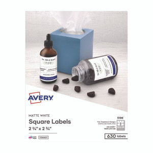 Avery Laser/Inkjet Media Labels, Inkjet/Laser Printers, 2.75" x 2.75", Matte White, 9 Labels/Sheet, 70 Sheets/Box View Product Image