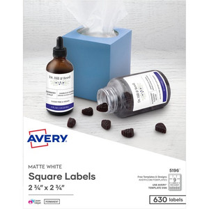 Avery Permanent Laser/Inkjet Labels, f/ 3-1/2" Disk, 630/BX, WE (AVE5196) View Product Image