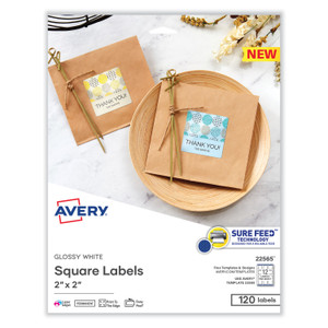 Avery Laser/Inkjet Media Labels, Inkjet/Laser Printers, 2 x 2, White, 12 Labels/Sheet, 10 Sheets/Pack View Product Image