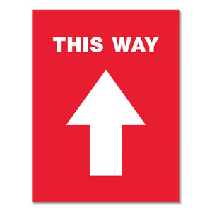 Avery Social Distancing Floor Decals, 8.5 x 11, This Way, Red Face, White Graphics, 5/Pack View Product Image