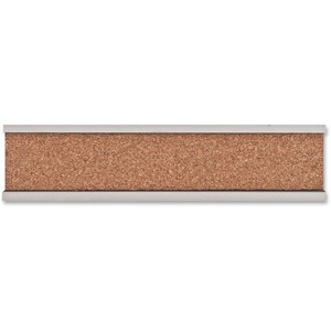 Advantus Display Rail - 2" Board Height x 96" Board Width - Brown Cork, Wood Surface - Durable, Sturdy, Long Lasting - Satin Aluminum Frame Product Image 