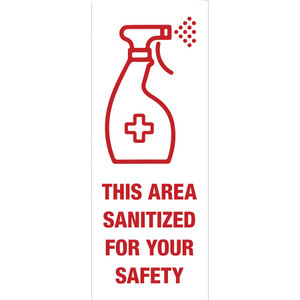 Avery; Surface Safe THIS AREA SANITIZED Decals (AVE83080) View Product Image