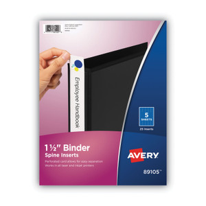 Avery Binder Spine Inserts, 1.5" Spine Width, 5 Inserts/Sheet, 5 Sheets/Pack (AVE89105) View Product Image