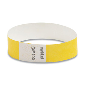 SICURIX Security Wristbands, Sequentially Numbered, 10" x 0.75", Yellow, 100/Pack (BAU85070) View Product Image