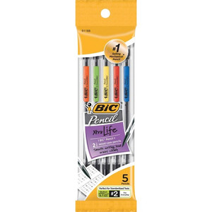 Bic Mechanical Pencil, w/ 3 No. 2 Leads, .7mm, 5/PK (BICMPP51) View Product Image
