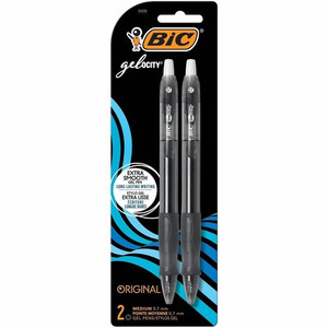 BIC Gel Retractable Pens - 0.7 mm Medium Pen Point - Refillable - Retractable - Black Ink - Gel-based Product Image 