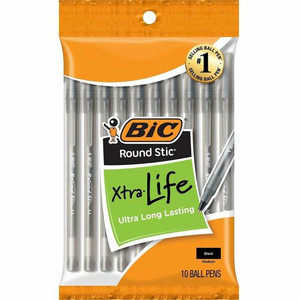 BIC Round Stic Ballpoint Pens - Medium Pen Point - Black Ink Product Image 