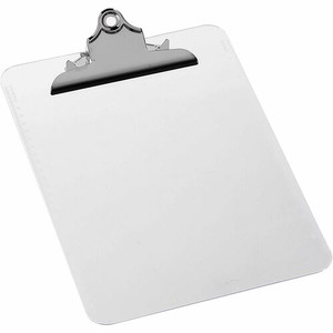 Business Source Spring Clip Plastic Clipboard - 8 1/2" x 11" Sheet Size - Spring Clip - Plastic - Clear - (BSN01860BX) Product Image 