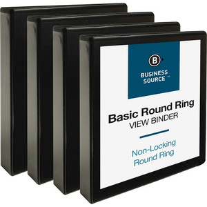 Business Source Round Ring View Binder - 1 1/2" Binder Capacity - Letter - 8 1/2" x 11" Sheet Size - 350 Sheet Capacity - Fastener(s): Round Ring - (BSN09954BD) Product Image 
