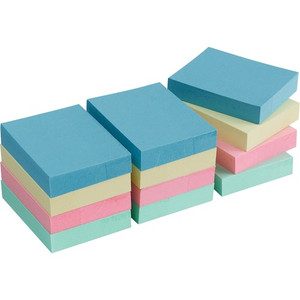 Business Source Adhesive Notes,Plain,1-1/2"x2",100 Sh/PD, 12/PK, AST Pastel (BSN16500) View Product Image