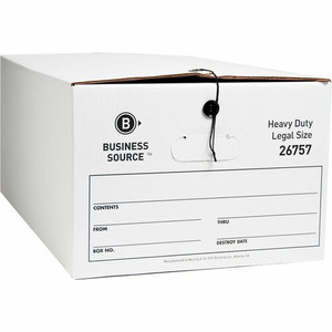 Business Source Heavy Duty Legal Size Storage Box - External Dimensions: 15" Width x 24" Depth x 10" Height - Media Size Supported: Legal - String/Button Tie Closure - Medium Duty - Stackable Product Image 