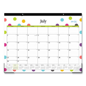 Blue Sky Teacher Dots Academic Desk Pad, 22 x 17, Black Binding, Clear Corners, 12-Month (July to June): 2024 to 2025 View Product Image