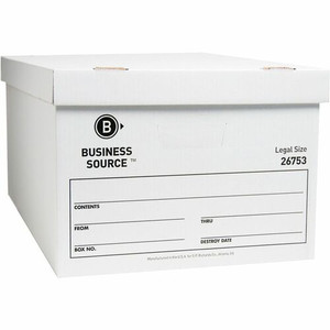 Business Source Lift-off Lid Light Duty Storage Box - External Dimensions: 15" Width x 24" Depth x 10" Height - Media Size Supported: Legal - Lift-off Closure - Light Duty - Stackable Product Image 