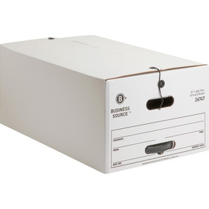 Business Source Medium Duty Legal Size Storage Box - Internal Dimensions: 15" Width x 24" Depth x 10" Height - External Dimensions: 15.3" Width x 24.1" Depth x 10.8" Height - Media Size Supported: Legal - Stackable - White Product Image 