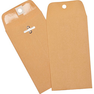Business Source Envelopes w/Clasp,Hvy-duty,3-3/8"x6",100/BX,Brown Kraft (BSN36669) View Product Image