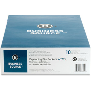 Business Source File Pocket, 5-1/4" Exp., Legal, 10/BX, Redrope (BSN65795) View Product Image