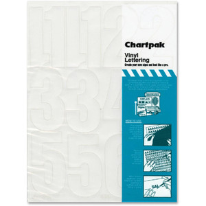 Chartpak Numbers, Vinyl, Perm Adhesive, 4", White (CHA01196) View Product Image