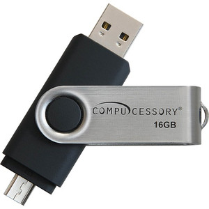 Compucessory Flash Drive, USB 2.0, 16GB, 3/4"Wx2-3/4"Lx1/4"H,Black/Silver (CCS26471) View Product Image