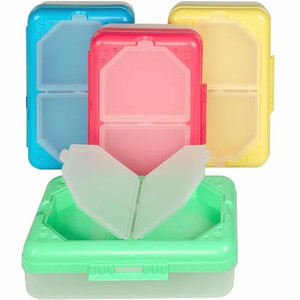 C-Line 3-compartment Storage Box - External Dimensions: 8.3" Width x 5.4" Depth x 2.4" Height - 3 Dividers - Blue, Aqua, Purple, Pink - For Office Supplies, School Supplies Product Image 
