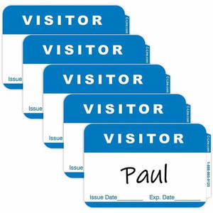C-Line Adhesive Visitor Name Badges - Visitor - 3 1/2" Width x 2 1/4" Length - Rectangle - White - Paper Product Image 