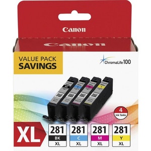 Canon Ink Tanks, XL, f/PIXMA TR7520, Value Pack, 4/PK, MI (CNMCLI281XBKCMY) View Product Image