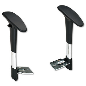 Safco Optional Height-Adjustable T-Pad Arms for Safco Metro Extended-Height Chairs, Black/Chrome, 2/Set View Product Image
