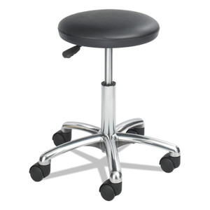 Safco Height-Adjustable Lab Stool, Backless, Supports Up to 250 lb, 16" to 21" Seat Height, Black Seat, Chrome Base (SAF3434BL) View Product Image