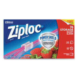 Ziploc Slider Storage Bags, 1 qt, 5.88" x 7.88", Clear, 76 Bags/Box, 9 Boxes/Carton (SJN316490) View Product Image