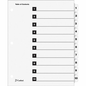Cardinal OneStep Numbered Index System - 1 Set of 10 Tabs Product Image 