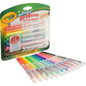 Crayola Markers, Dry-Erase, Washable, Fine, 12/ST, AST (CYO985912) View Product Image