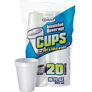 Dart Container Corp Insulated Foam Cups, 16oz., 20/PK, White (DCC16FP20) View Product Image
