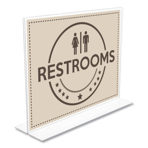 deflecto Anti-Glare Stand Up Double Sided Sign Holder, 8.5 x 11, Clear View Product Image
