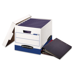 Bankers Box BINDERBOX Storage Boxes, Letter Files, 13.13" x 20.13" x 12.38", White/Blue, 12/Carton (FEL0073301) View Product Image