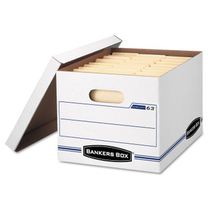 Bankers Box EASYLIFT Basic-Duty Strength Storage Boxes, Letter Files, 12.75" x 13.25" x 10.5", White/Blue, 12/Carton (FEL0006301) View Product Image