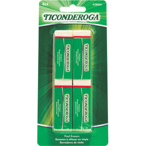 Dixon Ticonderoga Company Eraser, Vinyl, Latex-free, 4/PK, White (DIXX38004) View Product Image