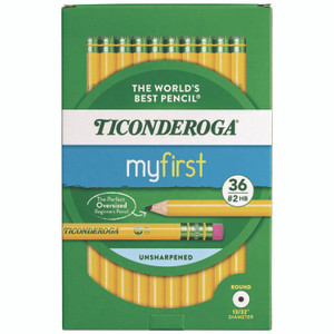 Ticonderoga My First Woodcase Pencil with Eraser, 3.6 mm, HB (#2), Black Lead, Yellow Barrel, 36/Pack View Product Image