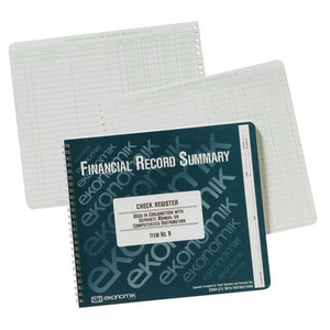 Ekonomik Check Registry,8-3/4"x10",1000 Entries,Green Ink/White Paper (EKOR) View Product Image