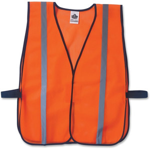 Ergodyne Orange Standard Vest - Fabric - Orange - High Visibility, Comfortable, Machine Washable, Breathable, Hook & Loop Closure, Reflective Product Image 