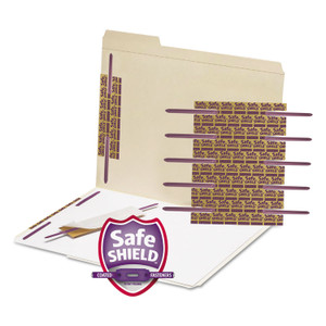 Smead SafeSHIELD Two-Prong Fastener Base and Compressor Sets, 2" Capacity, 2.75" Center to Center, Purple, 50/Box View Product Image