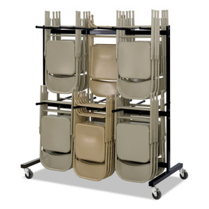 Safco Two-Tier Chair Cart, Two-Sided 12-Section Hang-Hook Format, Metal, 64.5" x 33.5" x 70.25", Black (SAF4199BL) View Product Image