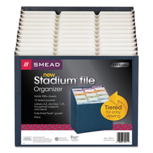 Smead Stadium File, 12 Sections, 1/12-Cut Tabs, Letter Size, Navy View Product Image