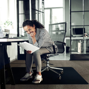 Floortex Advantagemat Black Vinyl Rectangular Chair Mat for Carpets - 48" x 60" - (FLRFC114860LEBV) View Product Image