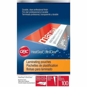 GBC HeatSeal UltraClear Laminating Pouches - Laminating Pouch/Sheet Size: 2.18" Width x 3.68" Length x 7 mil Thickness - for Business Card - Clear Product Image 