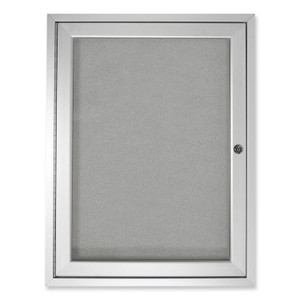 Ghent 1 Door Enclosed Vinyl Bulletin Board with Satin Aluminum Frame, 18 x 24, Silver Surface, Ships in 7-10 Business Days (GHEPA12418VX193) View Product Image